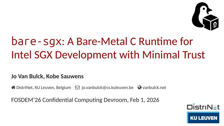 bare-sgx: A Bare-Metal C Runtime for Intel SGX Development with Minimal Trust