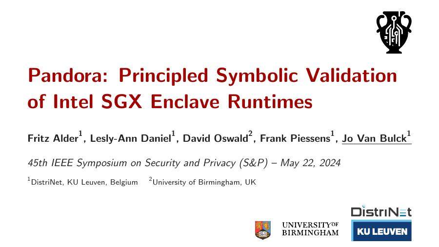 Pandora: Principled Symbolic Validation of Intel SGX Enclave Runtimes