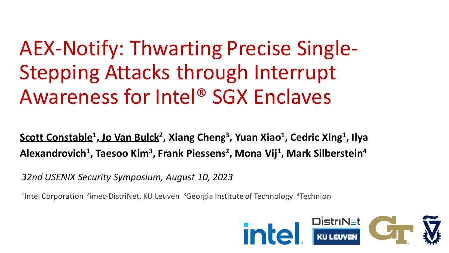 AEX-Notify: Thwarting Precise Single-Stepping Attacks through Interrupt Awareness for Intel SGX Enclaves